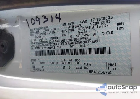 2010 Ford E-150 Commercial/Recreational from USA, damaged, VIN 1FTNE1EW0ADA91307